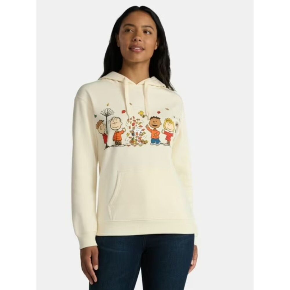 NEW NWT Ivory Sz XS (0-2) Hoodie Hooded CHARLIE BROWN SNOOPY Sweatshirt PEANUTS